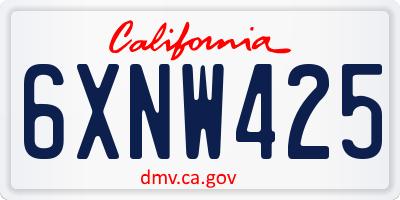 CA license plate 6XNW425
