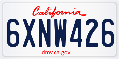 CA license plate 6XNW426