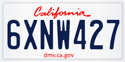 CA license plate 6XNW427