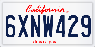 CA license plate 6XNW429