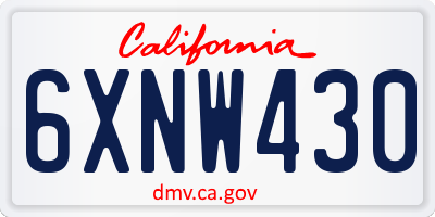 CA license plate 6XNW430