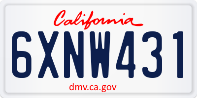 CA license plate 6XNW431