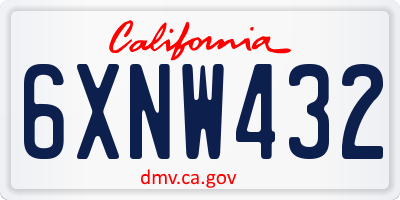 CA license plate 6XNW432