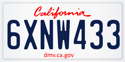 CA license plate 6XNW433