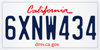 CA license plate 6XNW434