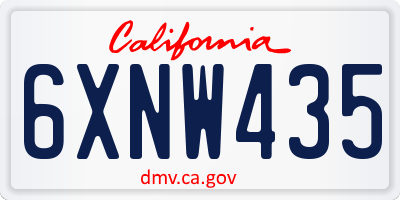 CA license plate 6XNW435