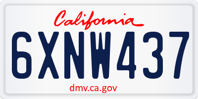 CA license plate 6XNW437