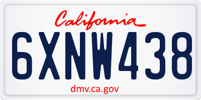 CA license plate 6XNW438