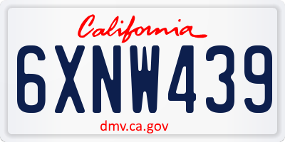 CA license plate 6XNW439