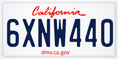 CA license plate 6XNW440