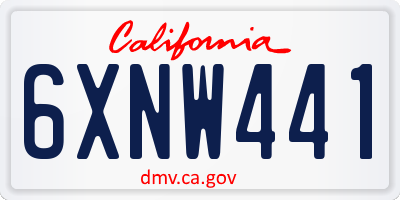 CA license plate 6XNW441
