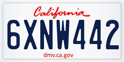 CA license plate 6XNW442