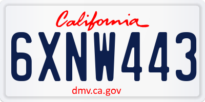 CA license plate 6XNW443