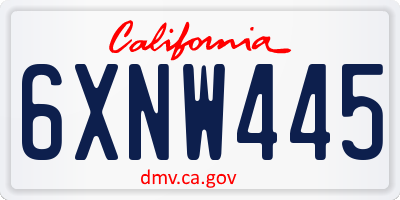 CA license plate 6XNW445