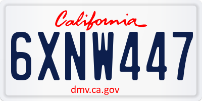 CA license plate 6XNW447