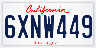 CA license plate 6XNW449