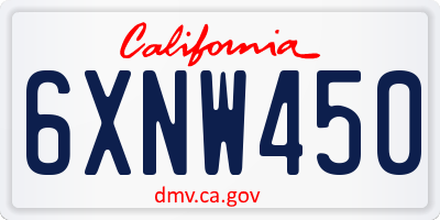 CA license plate 6XNW450