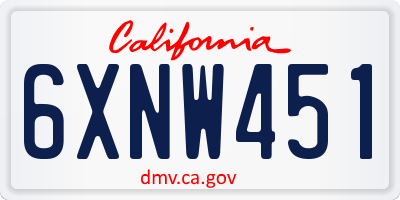 CA license plate 6XNW451