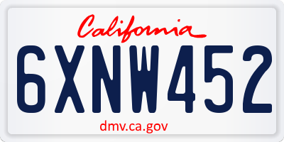 CA license plate 6XNW452