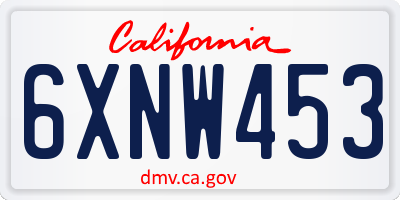 CA license plate 6XNW453