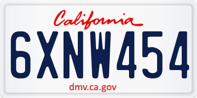 CA license plate 6XNW454