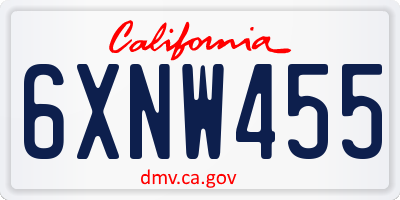 CA license plate 6XNW455