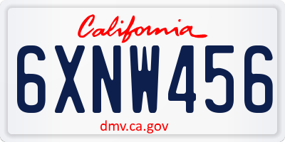 CA license plate 6XNW456