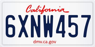 CA license plate 6XNW457