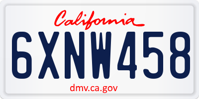 CA license plate 6XNW458