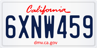 CA license plate 6XNW459