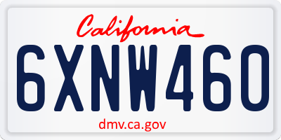 CA license plate 6XNW460