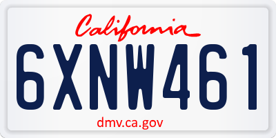 CA license plate 6XNW461