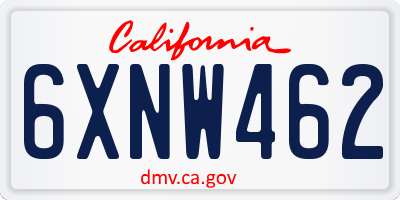 CA license plate 6XNW462