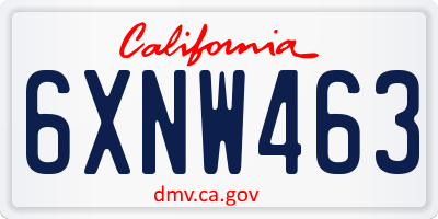 CA license plate 6XNW463
