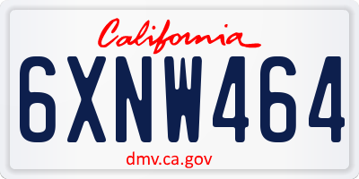 CA license plate 6XNW464