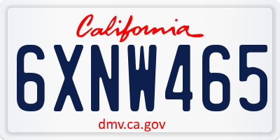 CA license plate 6XNW465