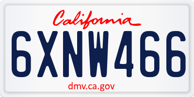 CA license plate 6XNW466