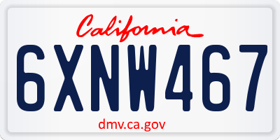 CA license plate 6XNW467