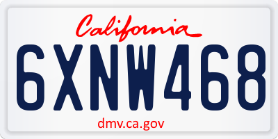 CA license plate 6XNW468