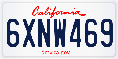 CA license plate 6XNW469