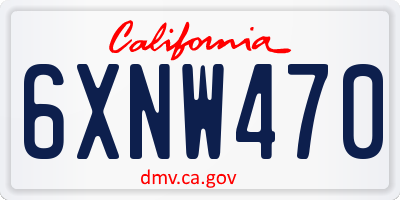 CA license plate 6XNW470