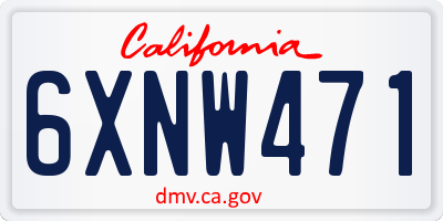 CA license plate 6XNW471