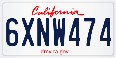CA license plate 6XNW474