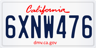 CA license plate 6XNW476