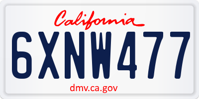 CA license plate 6XNW477