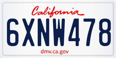 CA license plate 6XNW478