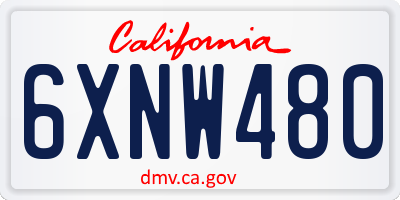 CA license plate 6XNW480