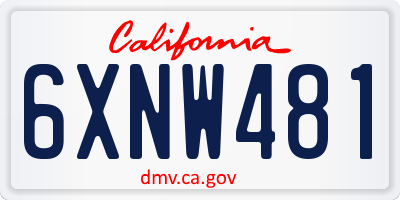 CA license plate 6XNW481