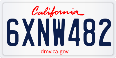 CA license plate 6XNW482