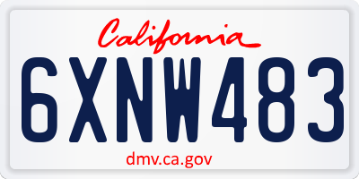 CA license plate 6XNW483